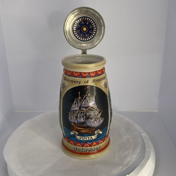 Anheuser Busch Discovery Of America Series Pinta Budweiser Stein - Picture 11 of 11